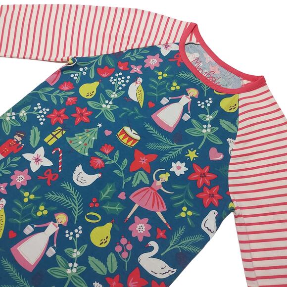 Mini Boden raglan sleeved mixed holiday print top - Picture 4 of 8